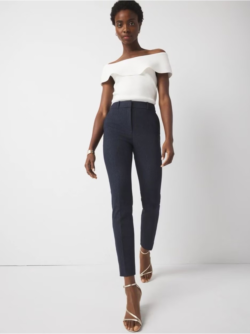 White House Black Market Elle Slim Ankle Trousers in Navy Sz 6 NWT